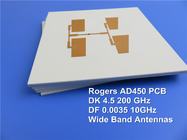 PCB van de Rogersad450 Hoge die Frequentie op het Substraat van 10mil 0.254mm met Onderdompelingsgoud wordt voortgebouwd voor Brede Bandantennes.