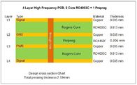 4 PCB van de laag Hoge Frequentie op 2 Kernen van 32mil 0.813mm RO4003C en 12mil RO4450F voor Ultrahoge Frequentiekoppeling